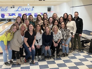 Team at bowling alley