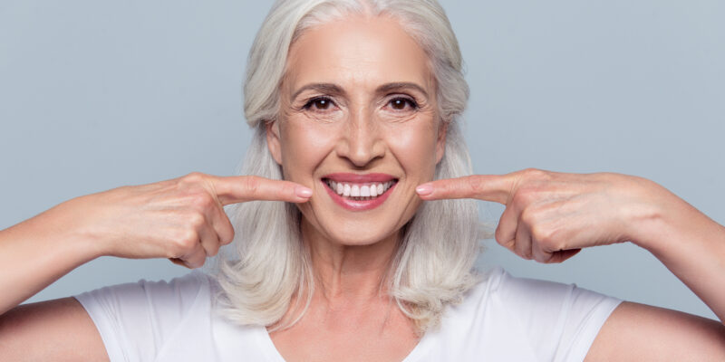 Woman showing pearly whites